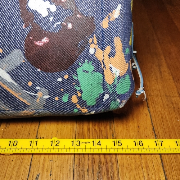 Vintage Y2K Dooney and Bourke Graffiti Splash Paint Denim Shoulder Bag Purse - Picture 11 of 15